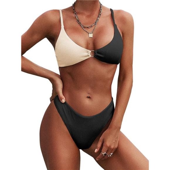 Women's Colorblock Bikini Set Swimwear Sexy Brazilian Thong